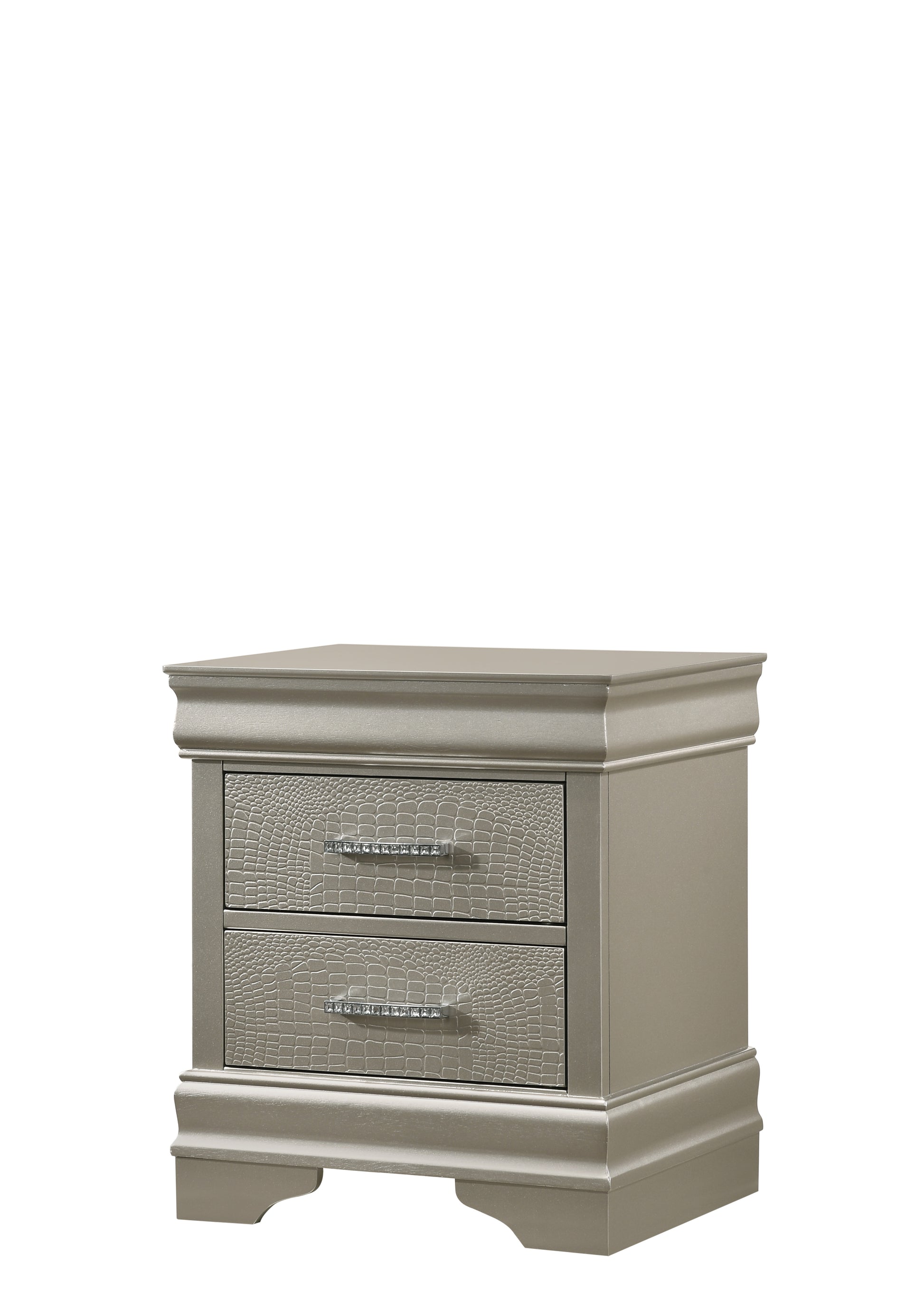 Amalia Nightstand Gray Silver White Wood