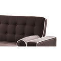 Futon Sofa Bed With Matching Bolsters, Dark Brown Brown Wood Fabric 3 Seat