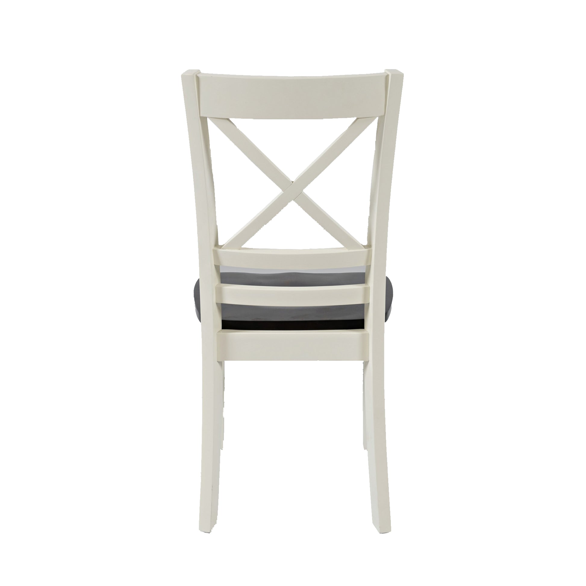 Two Tone Dining Chair With X Back, Set Of 2, Brown And White Brown White Wood