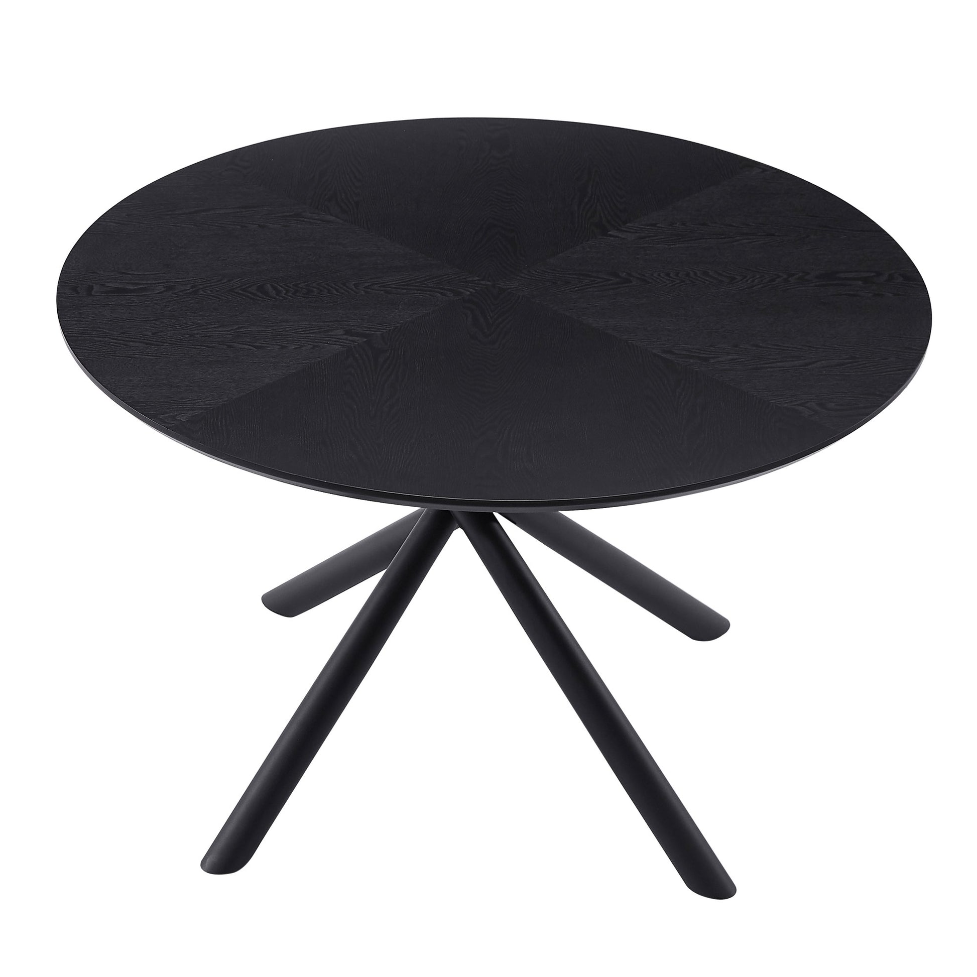 47.25'' Round Mdf Coffee Table End Table Short Leisure Tea Table Cross Legs Metal Base, Easy To Assemble,Black Black Mdf Iron