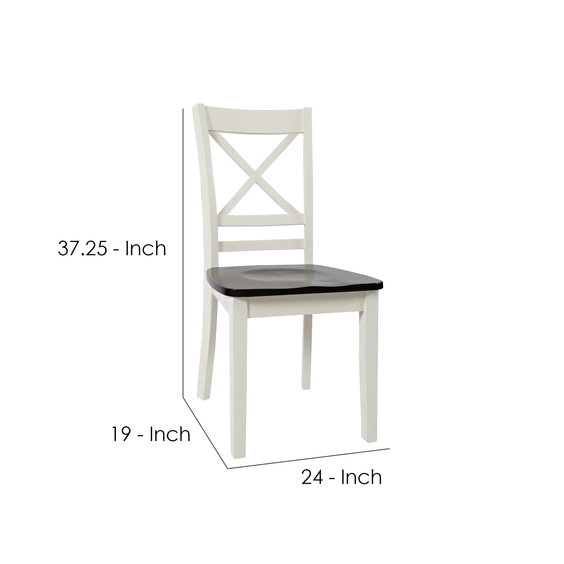 Two Tone Dining Chair With X Back, Set Of 2, Brown And White Brown White Wood