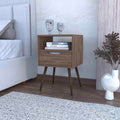 Nightstand Fugaz, Open Shelf, Single Drawer, Dark Walnut Finish Walnut Particle Board