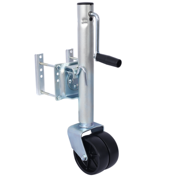 1500Lbs Trailer Jack With Double Wheel, Adjustable 12" Lift Travel, Boat On For Boat Rv Utility, Swivel Tongue Towing Dual Wheel Silver Steel