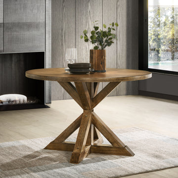 Windvale Cross Buck Base Dining Table Brown Wood