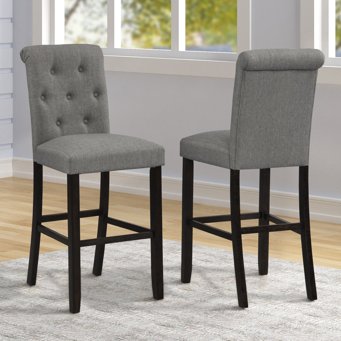 Leviton Solid Wood Tufted Asons Barstool, Set Of