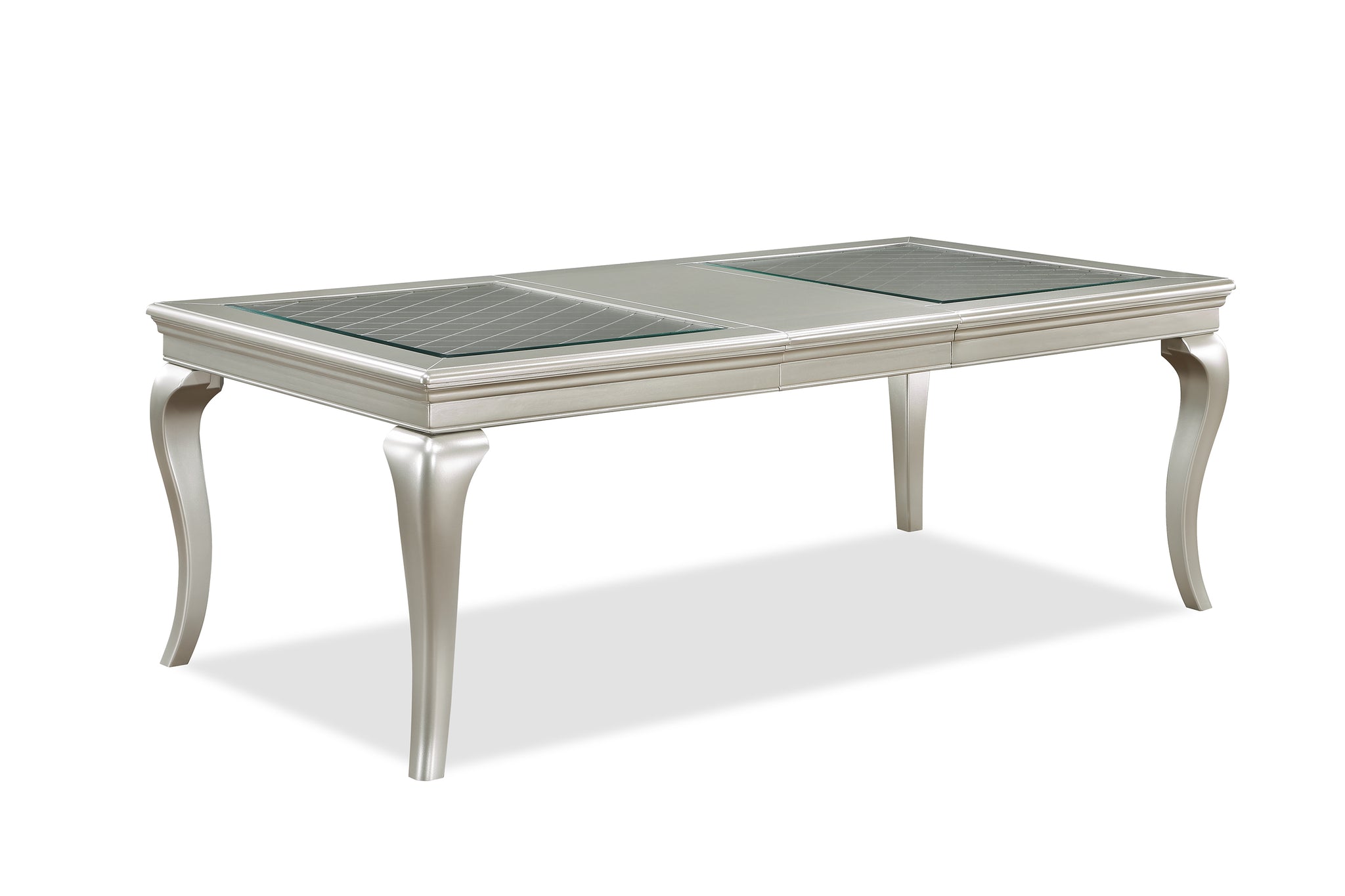 Caldwell Dining Table 18 Leaf Pearl Silver Silver White Wood