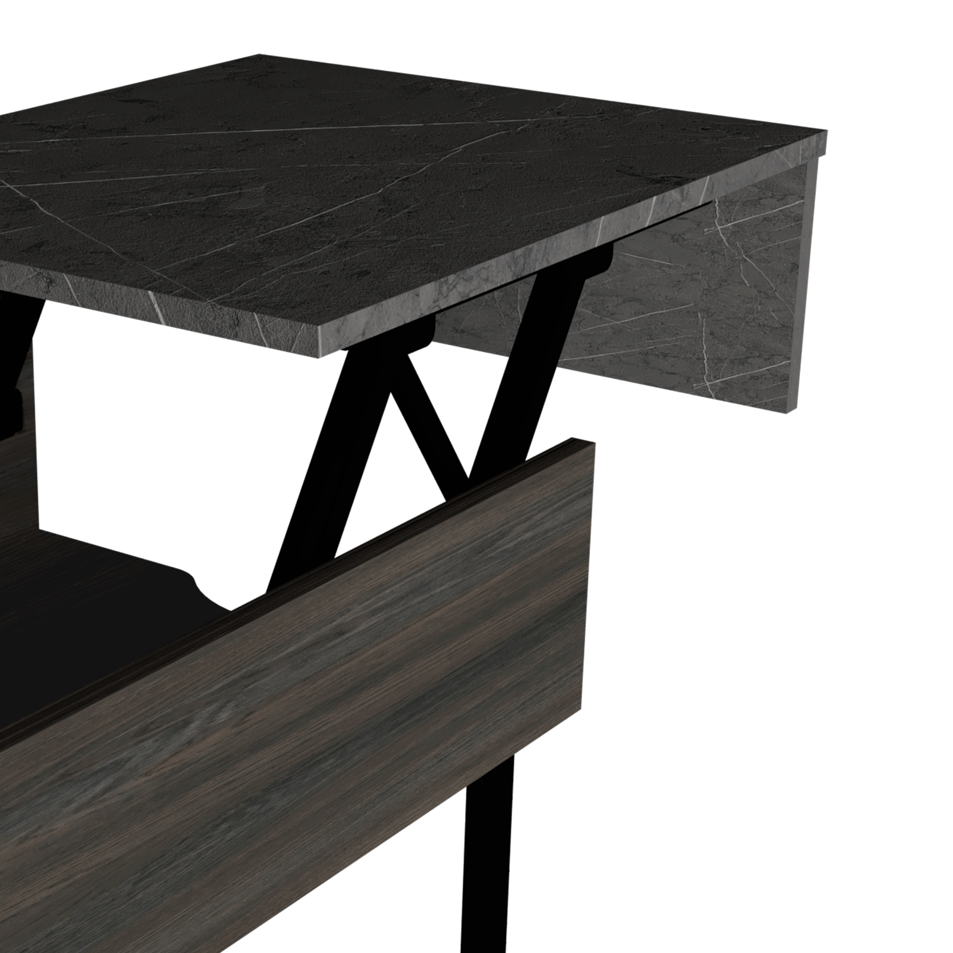 Lift Top Coffee Table, One Drawer, Two Legs, Carbon Espresso Onyx Multicolor Particle Board Particle Board