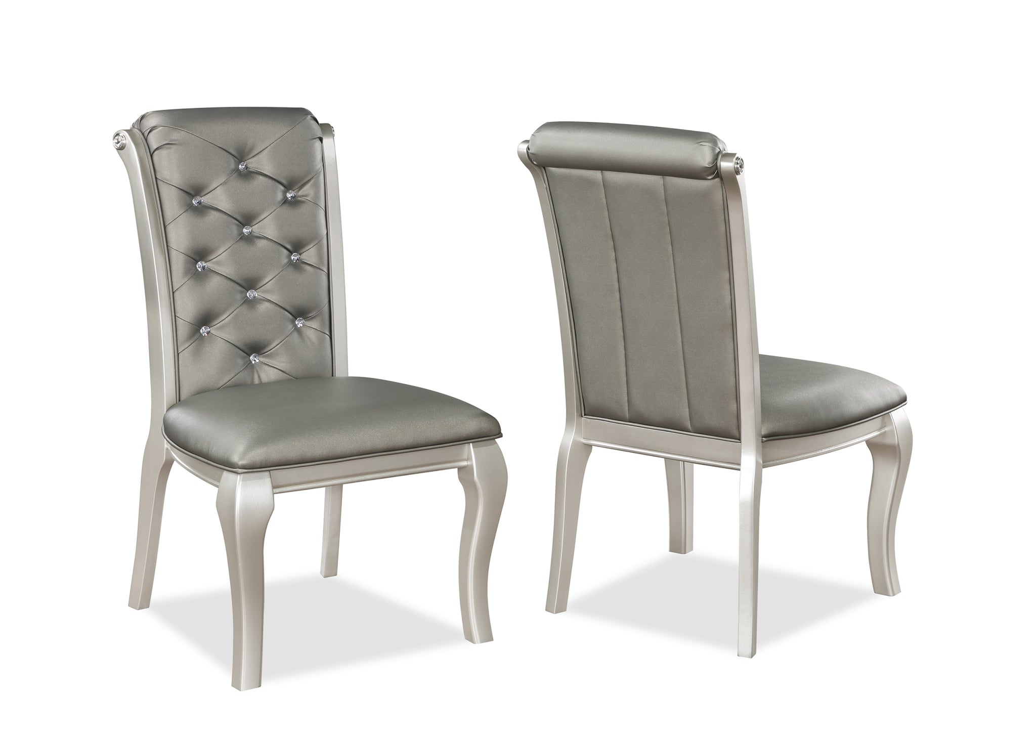 Caldwell Side Chair Set Of 2 Pearl Silver Silver White Wood