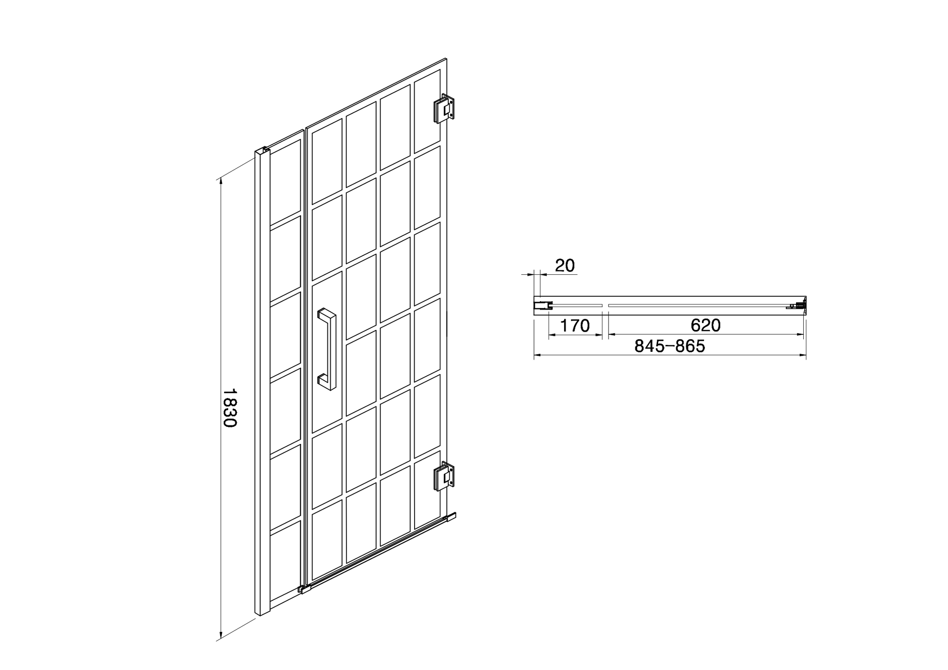 Shower Door 34" W x 72" H Pivot Frameless Shower Door matte black-glass