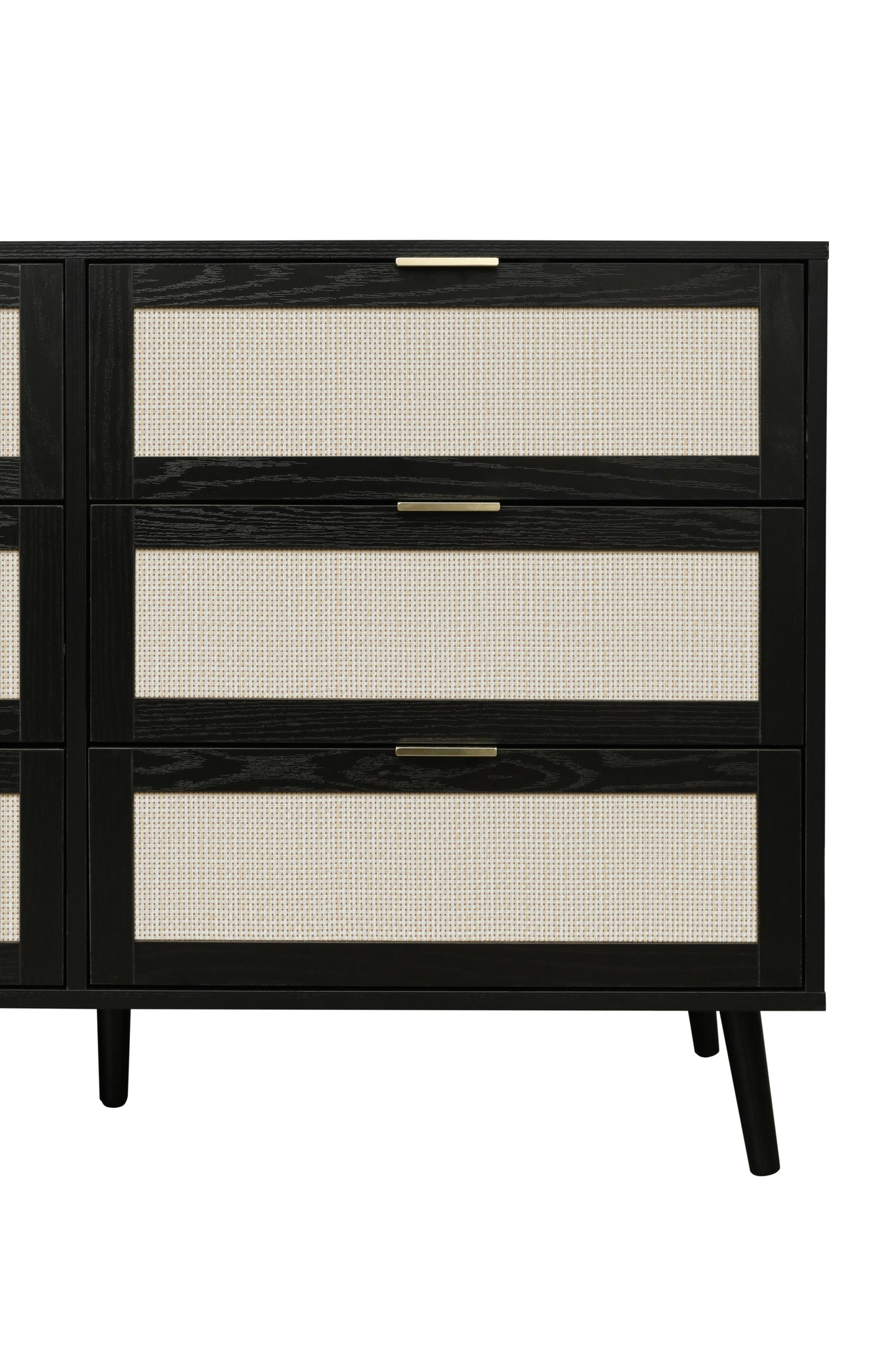 Modern 6 Drawer Dresser Wood Cabinet Black black-particle board