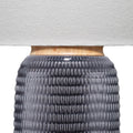 Table Lamp With Ribbed Ceramic Body And Fabric Shade, Gray Gray Ceramic