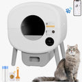 Automatic Smart Cat Litter Box, Large Capacity Self Cleaning Litter Box With Infrared Gravity Ambient Light Function Model B White Gray Abs