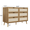 Modern 6 Drawer Dresser Wood Cabinet Walnut Walnut Particle Board