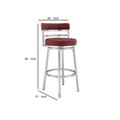 30 Inchcounter Height Barstool, Silver And Red Silver Faux Leather