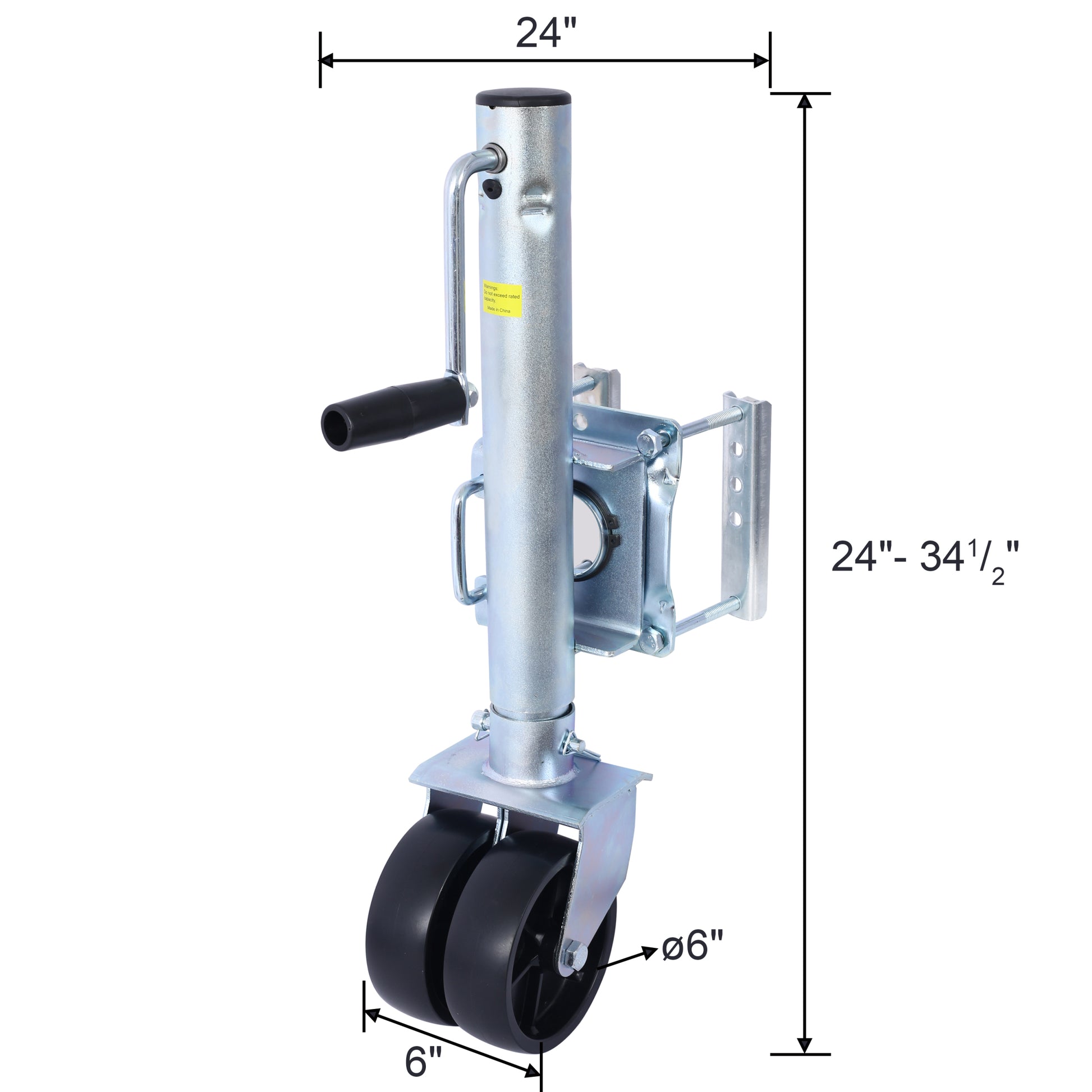 Trailer Jack, Boat Trailer Jack 34.5 In, Bolt On Trailer Tongue Jack Weight Capacity 1500 Lb, With Pp Wheels And Handle For Lifting Rv Trailer, Horse Trailer, Utility Trailer, Yacht Trailer Silver Iron