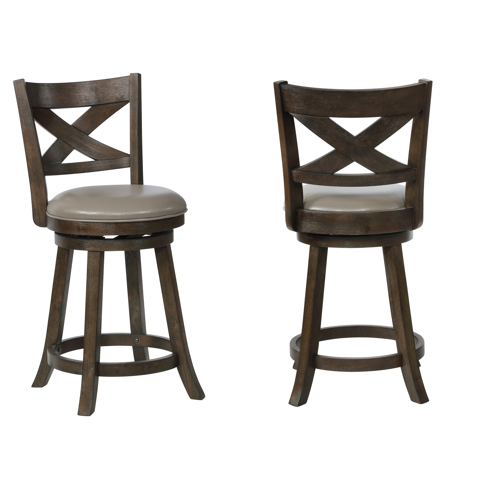 Kipper Swivel Pub Stool Set Of 2 Gray Dark Brown Wood