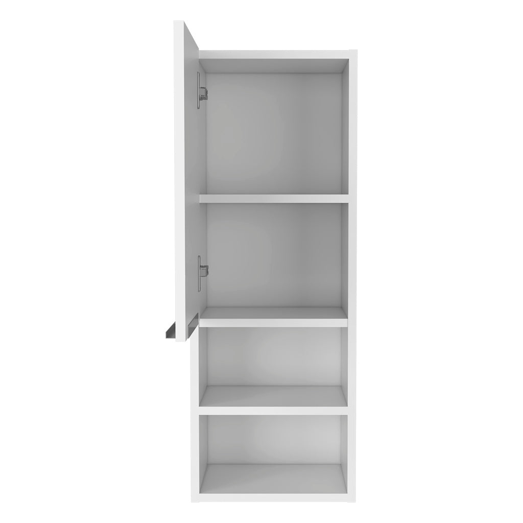 Medicine Single Door Cabinet 32" H, Two Interior Shelves, Two External Shelves, White White Particle Board Particle Board