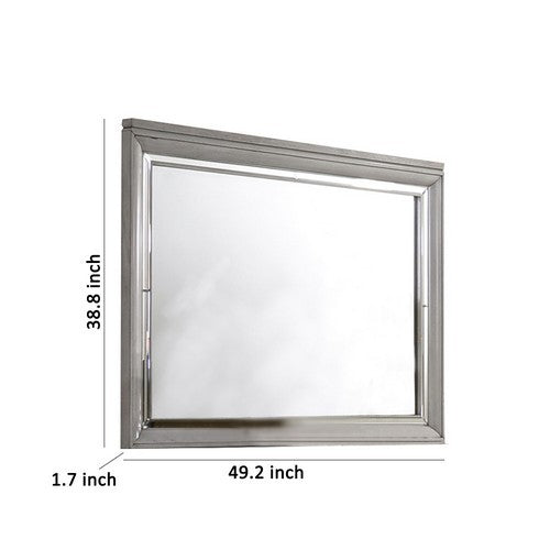 Contemporary Style Rectangular Wooden Mirror with