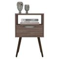 Nightstand Fugaz, Open Shelf, Single Drawer, Dark Walnut Finish Walnut Particle Board