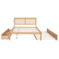 Queen Size Elegant Bed Frame With Rattan Headboard And Sockets ,Natural Twin Natural Rattan