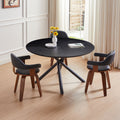 47.25'' Round Mdf Coffee Table End Table Short Leisure Tea Table Cross Legs Metal Base, Easy To Assemble,Black Black Mdf Iron