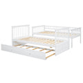 Twin Over Twin Bunk Bed With Twin Size Trundle, Convertible Beds, White Box Spring Not Required Twin White Bedroom Bunk Solid Wood Mdf