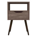 Nightstand Fugaz, Open Shelf, Single Drawer, Dark Walnut Finish Walnut Particle Board