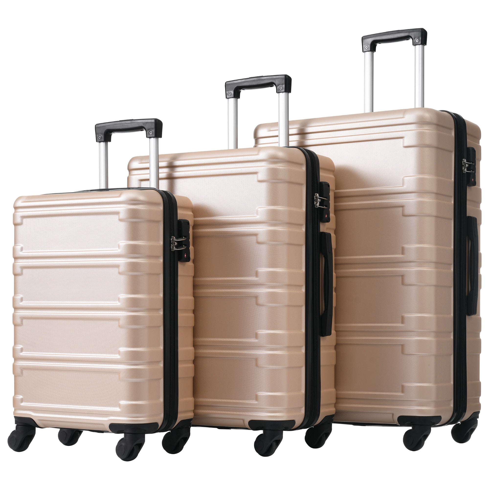 Hardshell Luggage Sets 3 Pcs Spinner Suitcase with TSA maltose color-abs