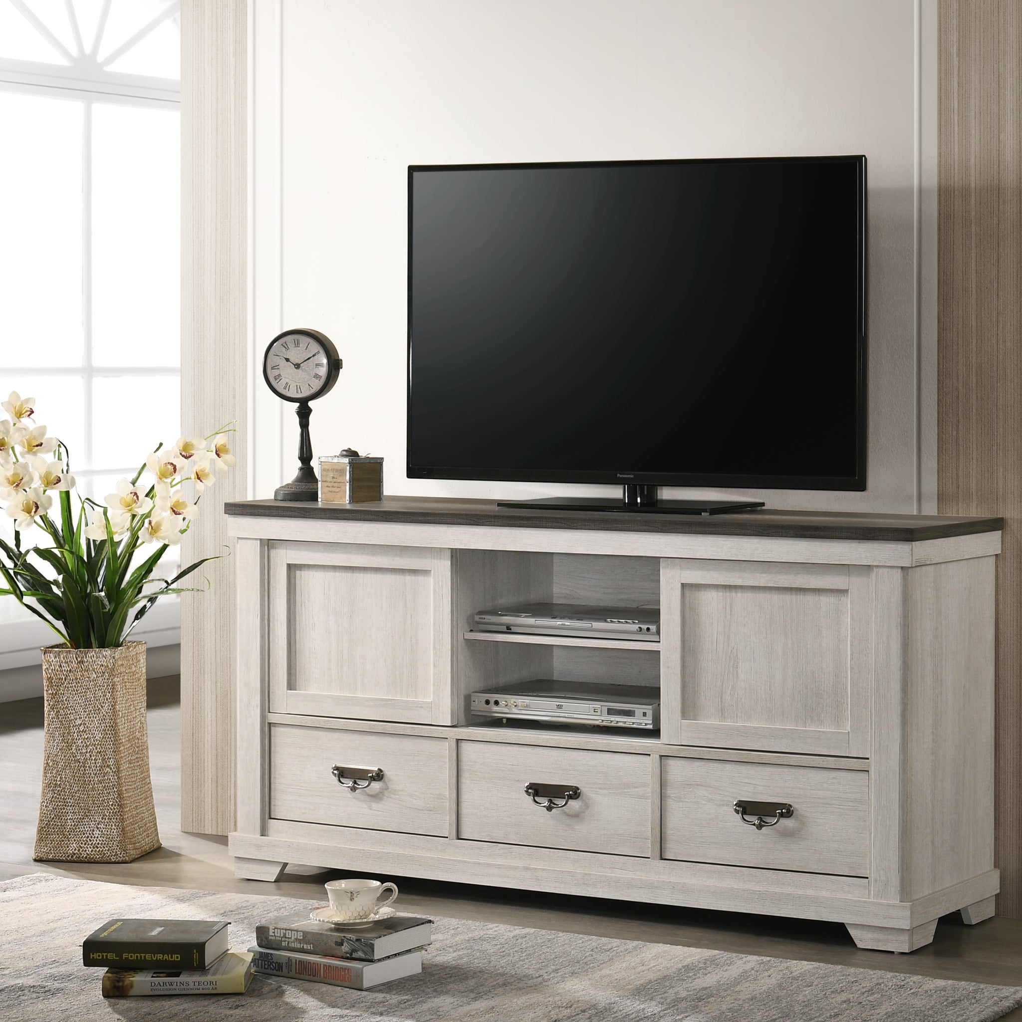 Leighton Tv Stand White White Wood