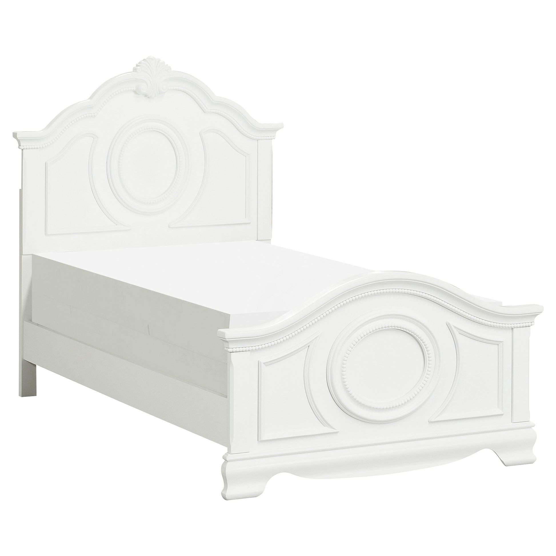 Classic White Finish Panel Bed Traditional Style Full Size Bed Bedroom Furniture Wooden Box Spring Required Full White Wood Bedroom Classic,Traditional Wood