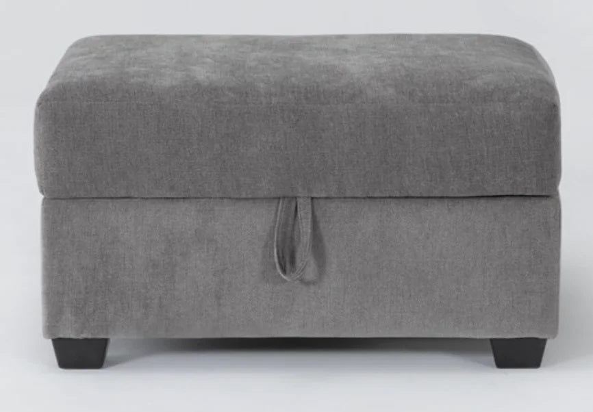 Classic Living Room Storage Ottoman, Fabric Upholstered Footstool With Storage Cabinet, Hardwood Frame, Gray Brown Wood Primary Living Space Solid Beige With Storage Gray Polyester Or Polyester Blend Medium Firm Backless Modern Rectangle Internal Storage