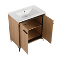 30 Inch Bathroom Vanity Base With Basin, Storage Cabinet With Doors, Engineered Wood Oak Bathroom American Design Ceramic Engineered Wood