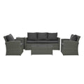 Patio Furniture, Outdoor Furniture, Seasonal Pe Wicker Furniture,5 Set Wicker Furniture With Tempered Glass Table Top Dark Gray Pe Rattan Iron Waterproof Fabric