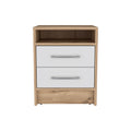 Nightstand Cartiz, Two Drawers, White Light Oak Finish White Light Oak Particle Board