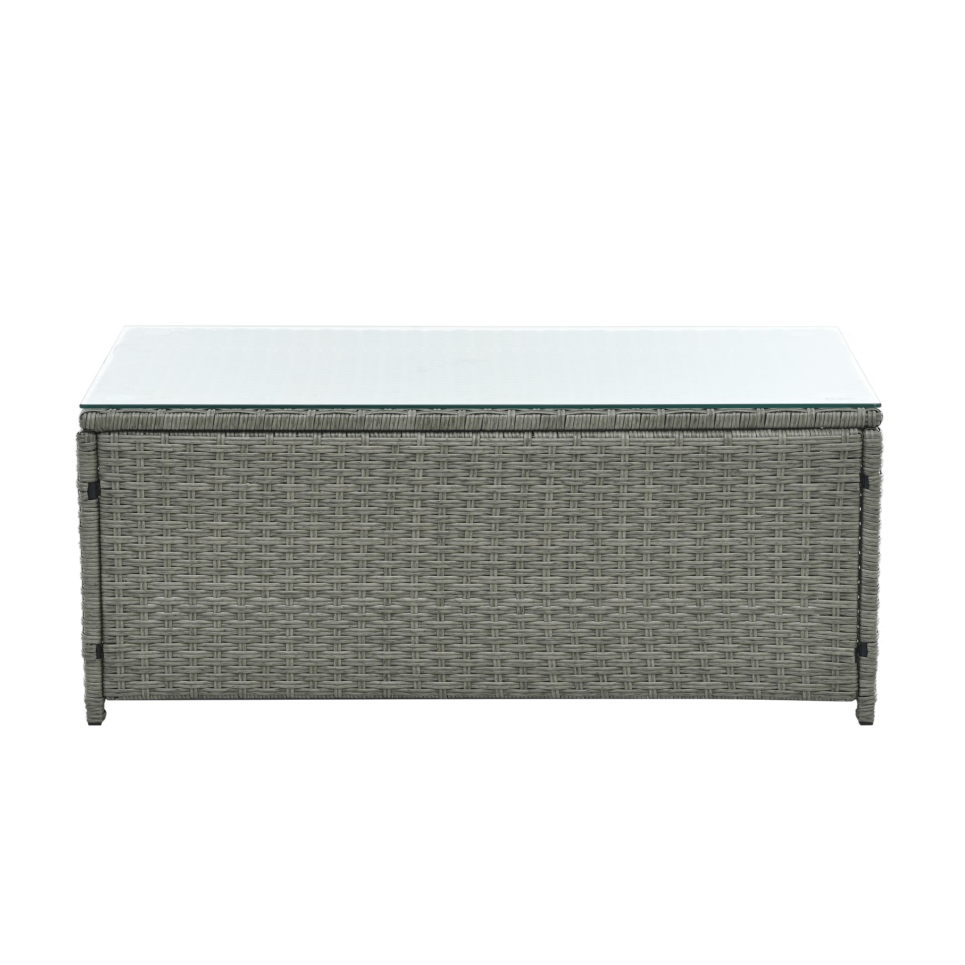 Patio Furniture, Outdoor Furniture, Seasonal Pe Wicker Furniture,5 Set Wicker Furniture With Tempered Glass Table Top Dark Gray Pe Rattan Iron Waterproof Fabric