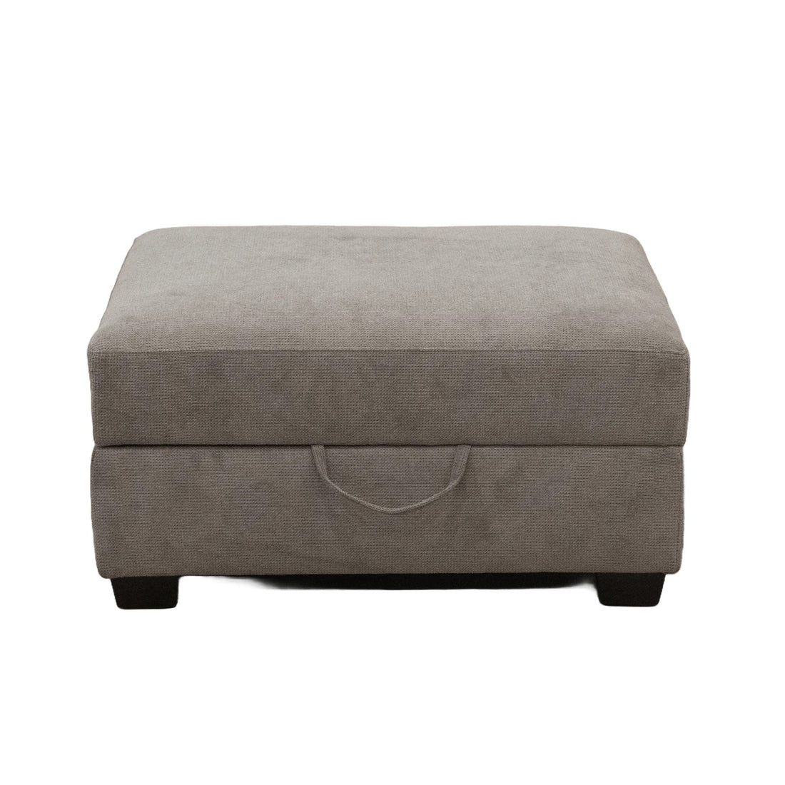 Classic Living Room Storage Ottoman, Fabric Upholstered Footstool With Storage Cabinet, Hardwood Frame, Gray Brown Wood Primary Living Space Solid Beige With Storage Gray Polyester Or Polyester Blend Medium Firm Backless Modern Rectangle Internal Storage