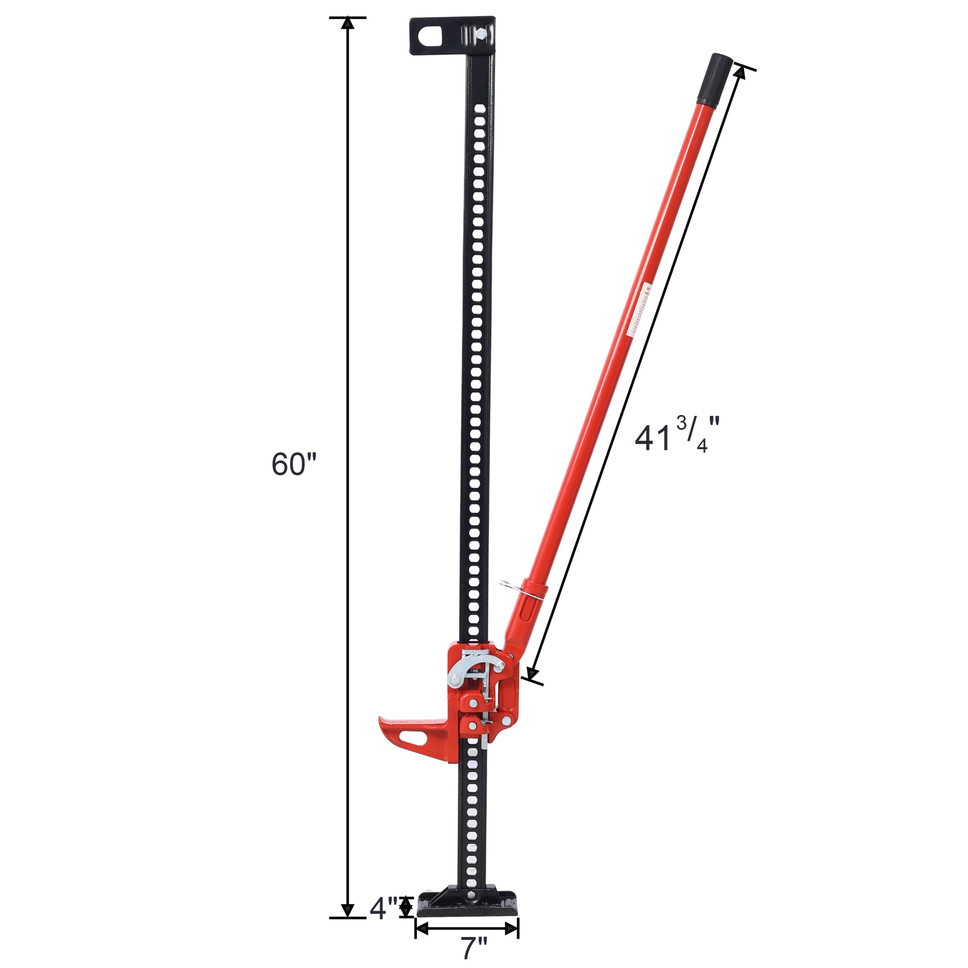 High Lift Farm Jack,60" Utility Farm Jack, 7000 Lbs Capacity Ratcheting Off Road Utility Jack, Heavy Duty Farm Jack For Tractor, Truck, Suv, Bumper Lift, Red Red Steel