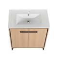 30 Inch Bathroom Vanity Base With Basin, Storage Cabinet With Doors, Engineered Wood Oak Bathroom American Design Ceramic Engineered Wood