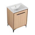 24 Inch Bathroom Vanity Base With Basin, Storage Cabinet With Doors, Engineered Wood Oak Bathroom American Design Ceramic Engineered Wood