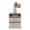 Nightstand Cartiz, Two Drawers, Light Gray Finish Light Gray Particle Board