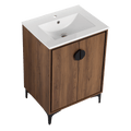 24'' Bathroom Vanity With Top Sink, Modern Bathroom Storage Cabinet With 2 Soft Closing Doors, Single Sink Bathroom Vanity Brown Bathroom American Design Ceramic Engineered Wood