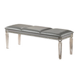 Antique Classic Silver 1Pc Bench Only Contemporary Solid Wood Acrylic Legs Crystal And Mirror Accent Silver Bedroom Contemporary,Traditional Rubberwood Acrylic