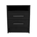 Nightstand Cartiz, Two Drawers, Black Wengue Finish Black Particle Board