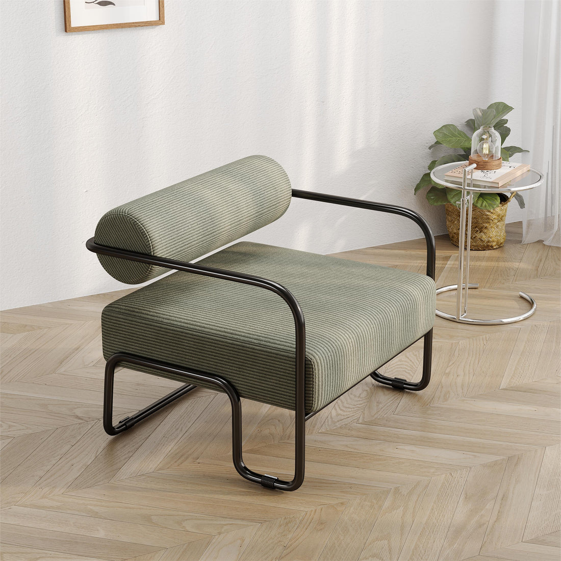 Living Room Iron Sofa Chair, Lazy Individual Chair, Balcony Leisure Chair Color: Brown Light Brown Corduroy