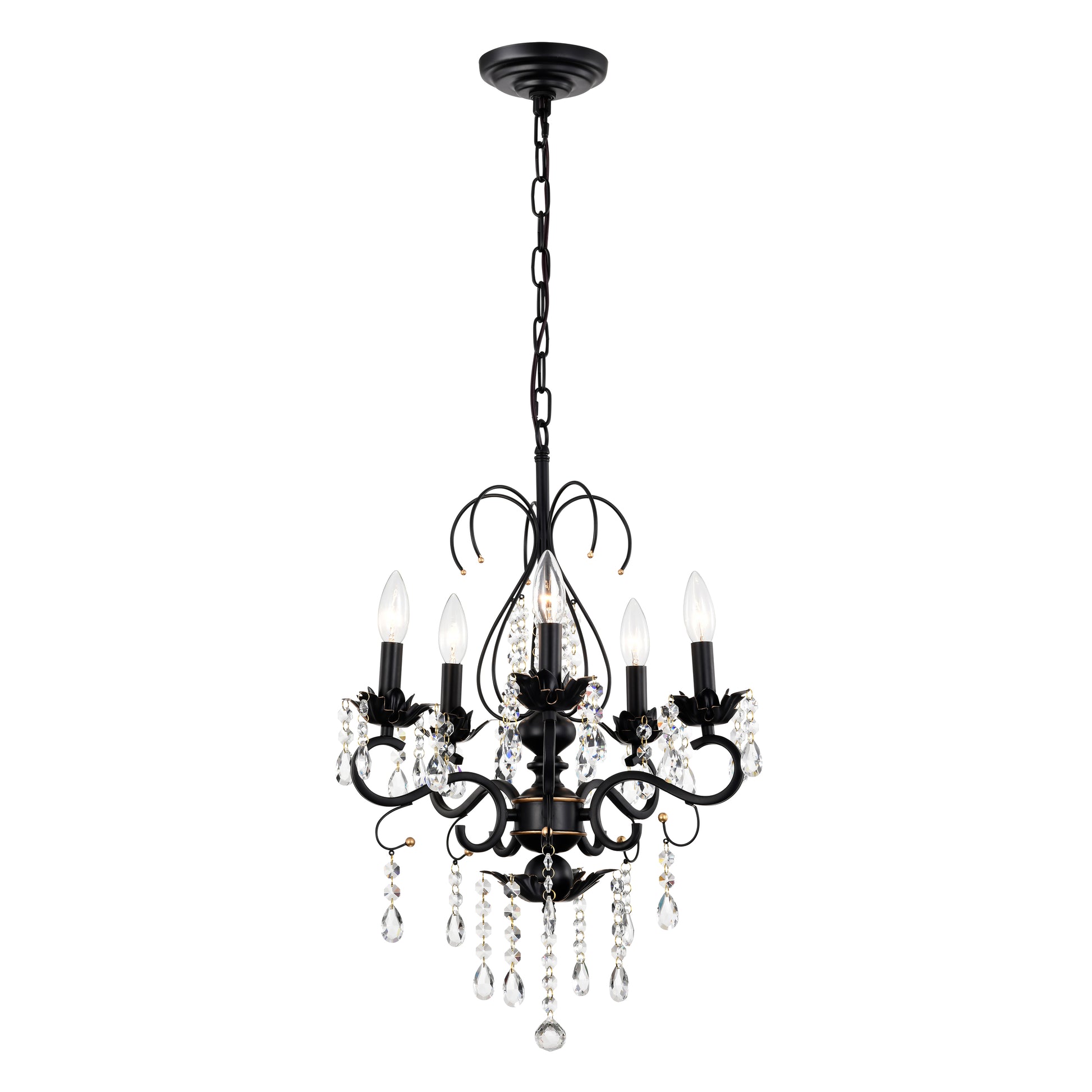 Classic Vintage Crystal Candle Chandeliers Lighting, 5 Lights Pendant Ceiling Fixture Lamp 5*E12*Max40W, No Include Bulb Chandelier For Living Room Dining Room Bedroom Hall Balcony Matte Black Gold Matte Black American Design,Luxury,Modern,Vintage Metal