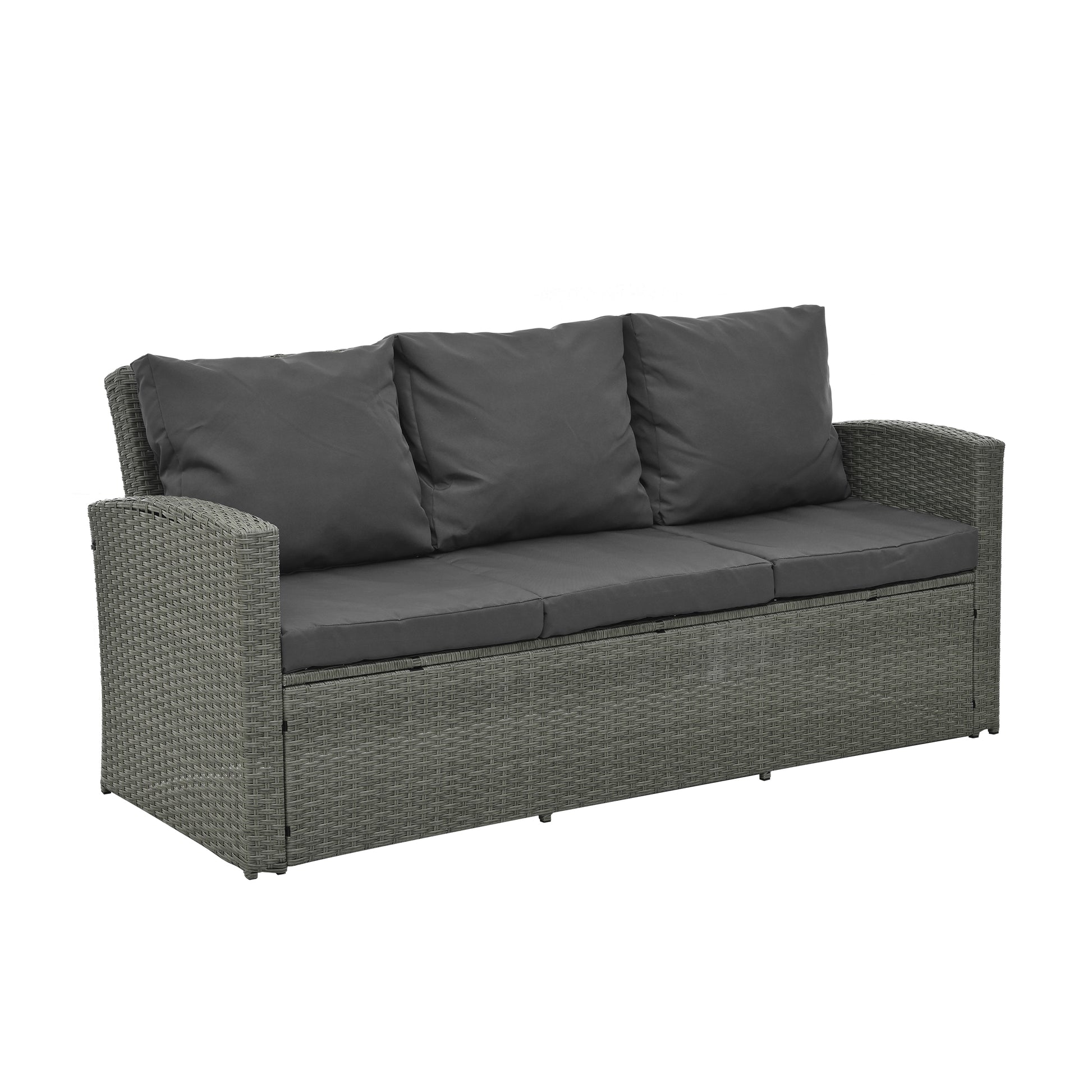 Patio Furniture, Outdoor Furniture, Seasonal Pe Wicker Furniture,5 Set Wicker Furniture With Tempered Glass Table Top Dark Gray Pe Rattan Iron Waterproof Fabric
