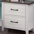 White Color Nightstand Bedroom 1Pc Nightstand Solid Wood Black Appliance Pull 2 Drawers Bedside Table Gray Top, Two Tone Finish White Gray 2 Drawers Bedroom Bedside Cabinet Classic,Contemporary,Modern Rubberwood Drawers Solid Wood