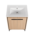 24 Inch Bathroom Vanity Base With Basin, Storage Cabinet With Doors, Engineered Wood Oak Bathroom American Design Ceramic Engineered Wood