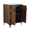 24'' Bathroom Vanity With Top Sink, Modern Bathroom Storage Cabinet With 2 Soft Closing Doors, Single Sink Bathroom Vanity Brown Bathroom American Design Ceramic Engineered Wood