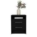 Nightstand Cartiz, Two Drawers, Black Wengue Finish Black Particle Board